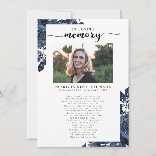 Beerdigung der Lebensbeerdigungskarte Ankündigung (Vorderseite)