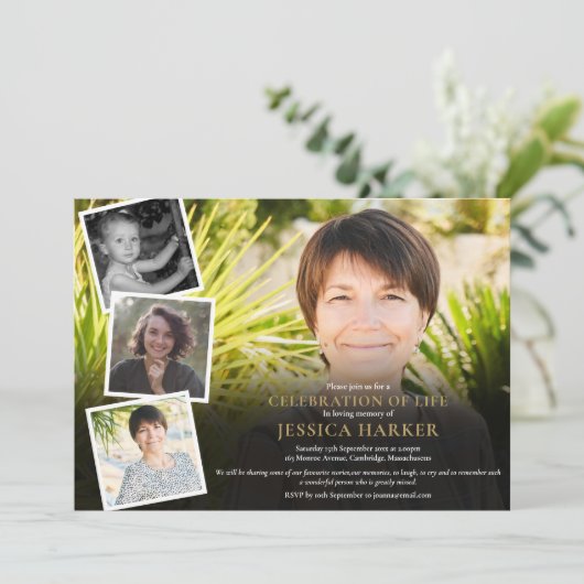 Beerdigung der Lebensfoto-Collage Einladung (Stehend Vorderseite)