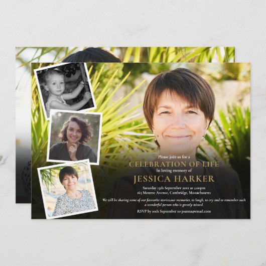 Beerdigung der Lebensfoto-Collage Einladung (Vorne/Hinten)