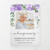 Beerdigung der Lila Wasserfarben Dreifach-gefaltete Programmkarte (Cover)