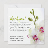 Beerdigung der Orchideen-Blume Dankeskarte (Vorderseite)