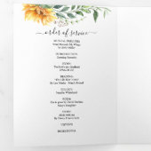 Beerdigung der Sonnenblume Wasserfarbenflora Dreifach-gefaltete Programmkarte (Innen Erste Seite)