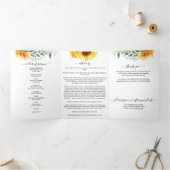 Beerdigung der Sonnenblume Wasserfarbenflora Dreifach-gefaltete Programmkarte (Innenseite)