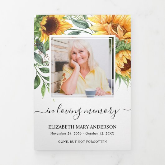 Beerdigung der Sonnenblume Wasserfarbenflora Dreifach-gefaltete Programmkarte (Cover)