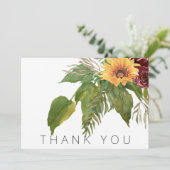 Beerdigung der Sonnenblumen-Beerdigung von Aquarel Dankeskarte (Stehend Vorderseite)