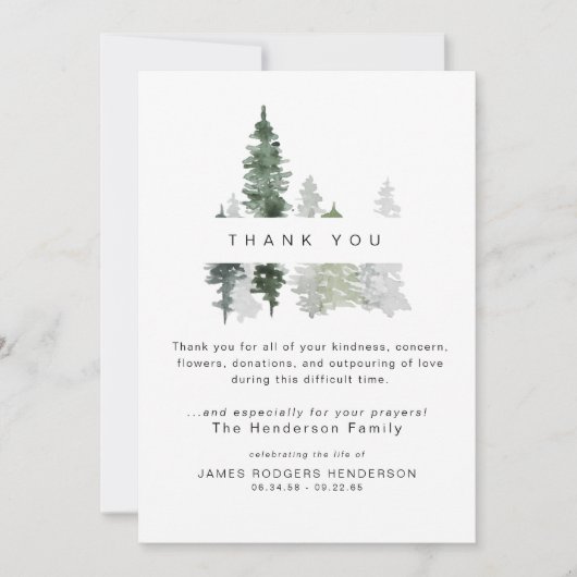 Beerdigung der Waldbaumen Dankeskarte (Vorderseite)