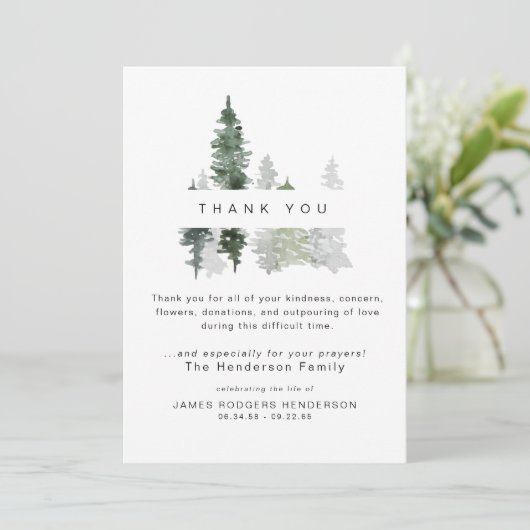 Beerdigung der Waldbaumen Dankeskarte (Stehend Vorderseite)
