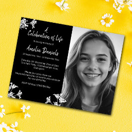 Beerdigung der Weißen und Schwarzen Wildblume Dank Einladung