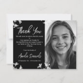 Beerdigung der Weißen und Schwarzen Wildblume Dank Einladung (Vorderseite)