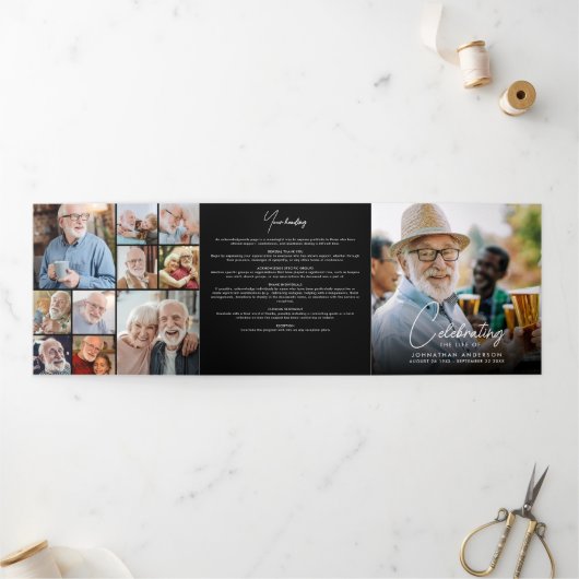 Beerdigung des 18-Foto-Gedenkens/Beerdigung Dreifach-gefaltete Programmkarte (Außenbereich)