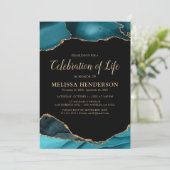 Beerdigung des Aquamarinen Lebens Einladung (Stehend Vorderseite)