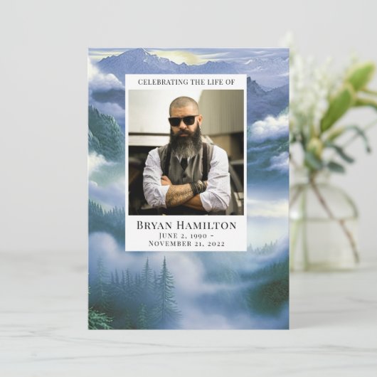 Beerdigung des Beerdigungsprogramms für die Wolken Einladung (Stehend Vorderseite)