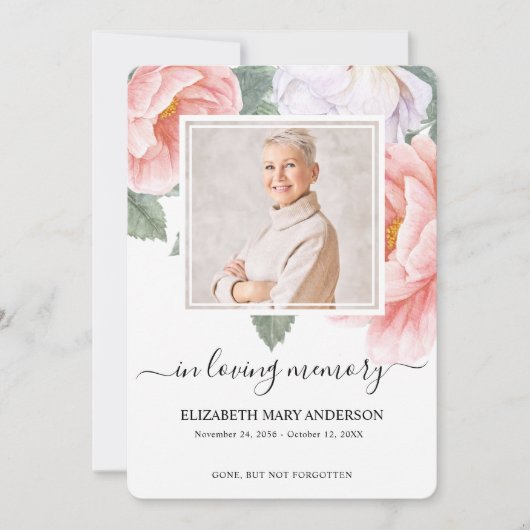 Beerdigung des Beileids Botanischer Wasserfarben Dankeskarte (Vorderseite)