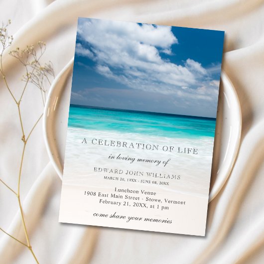 Beerdigung des Beileids des Lebens am Strand Einladung