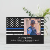 Beerdigung des Beileids "Thin Blue Line" Dankeskarte (Stehend Vorderseite)