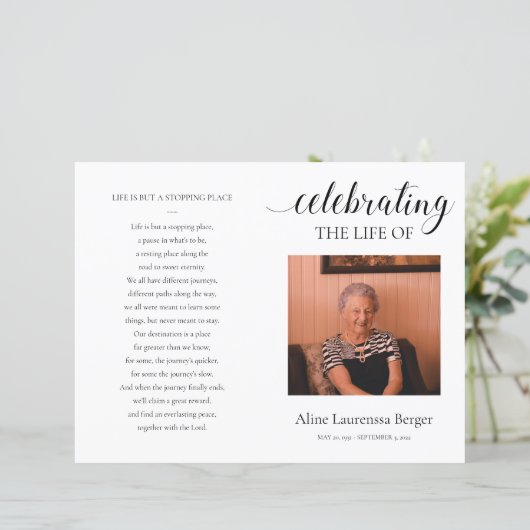 Beerdigung des Bestattungsprogramms mit Foto (Stehend Vorderseite)