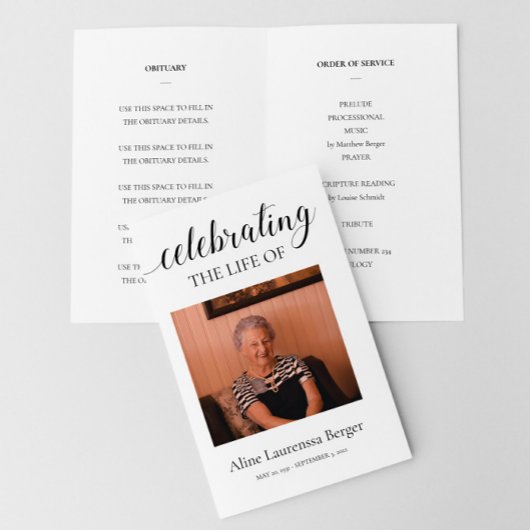 Beerdigung des Bestattungsprogramms mit Foto