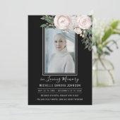 Beerdigung des blumenschwarzen Fotos Dankeskarte (Stehend Vorderseite)