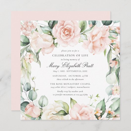 Beerdigung des Fotos Lebensbeerdigung Rosa Rosenbl Einladung (Vorne/Hinten)