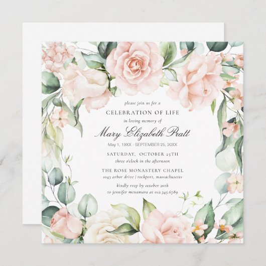 Beerdigung des Fotos Lebensbeerdigung Rosa Rosenbl Einladung (Vorne/Hinten)