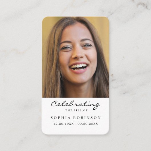 Beerdigung des Fotos Lebensbeerdigung Visitenkarte (Vorderseite)