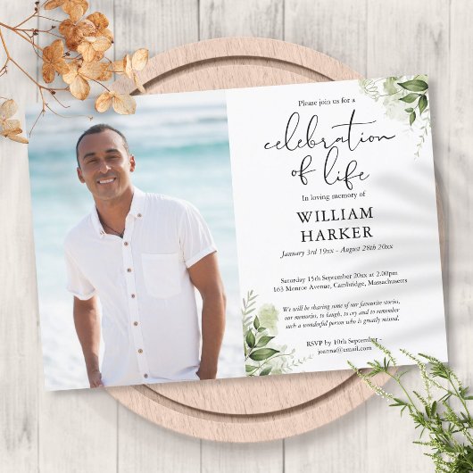 Beerdigung des Fotos "Lebensgrün" Einladung