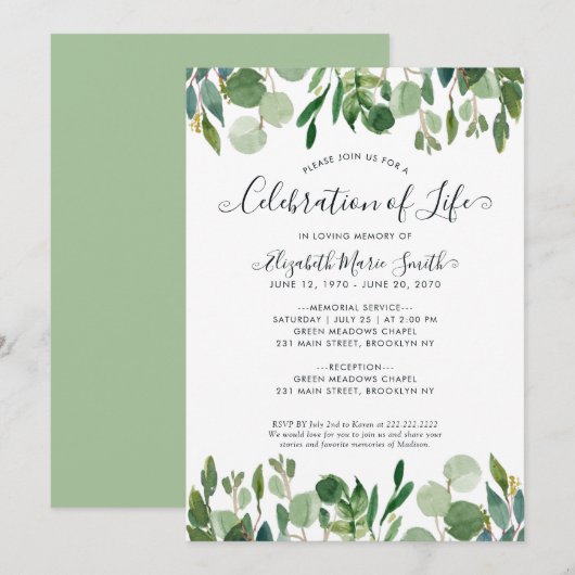 Beerdigung des Gedenkens zur Beerdigung des Lebens Einladung (Vorne/Hinten)