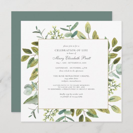 Beerdigung des Gedenkens zur Beerdigung des Lebens Einladung (Vorne/Hinten)