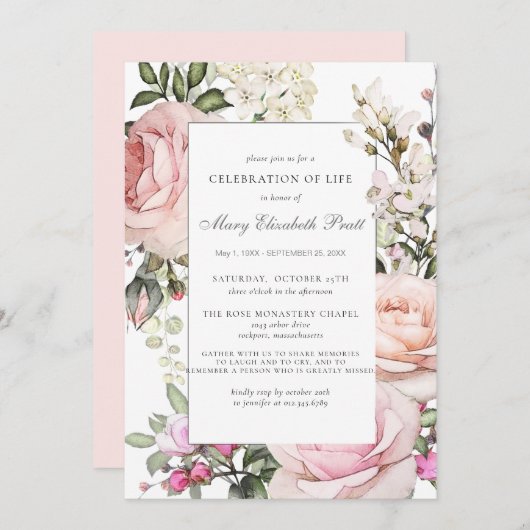 Beerdigung des Gedenkens zur Beerdigung des Lebens Einladung (Vorne/Hinten)