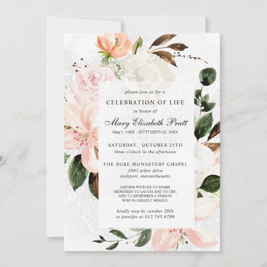 Beerdigung des Gedenkens zur Beerdigung des Lebens Einladung (Vorderseite)