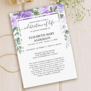 Beerdigung des Gedenkens zur Beerdigung Lila Blume Einladung