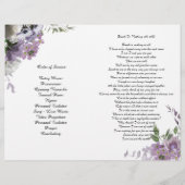 Beerdigung des Lavender Purple Flowers-Programms Flyer (Hinten)