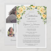 Beerdigung des Lebens 4 Foto Gelbe Rose Beerdigung Einladung (Vorne/Hinten)