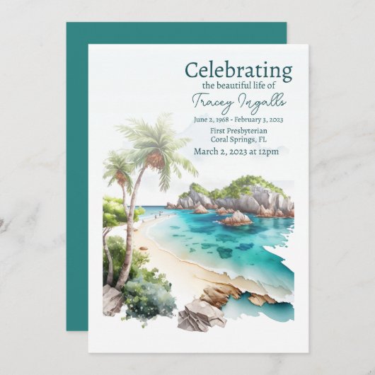 Beerdigung des Lebens am Rocky Ocean Einladung (Vorne/Hinten)