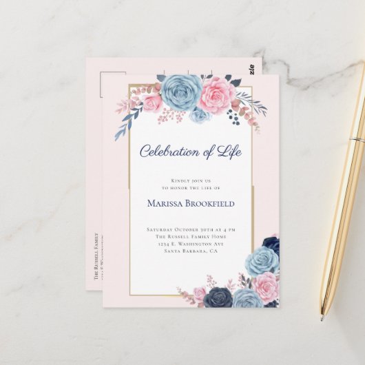 Beerdigung des Lebens Beerdigung durch die Flora E Postkarte (Vorderseite/Rückseite Beispiel)