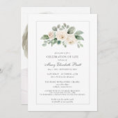 Beerdigung des Lebens Beerdigung Foto Weiße Blüte Einladung (Vorne/Hinten)