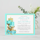 Beerdigung des Lebens Beerdigung Türkis Candle Einladung (Stehend Vorderseite)