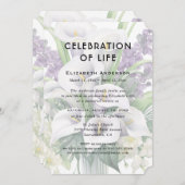 Beerdigung des Lebens Beerdigung Weiße Lila Blüte Einladung (Vorne/Hinten)