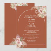 Beerdigung des Lebens Blumengras Einladung (Vorne/Hinten)