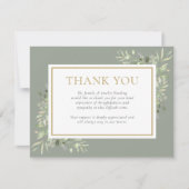 Beerdigung des Lebens durch Aquarellgrüne Dankeskarte (Vorderseite)