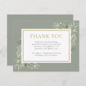 Beerdigung des Lebens durch Aquarellgrüne Dankeskarte (Vorne/Hinten)