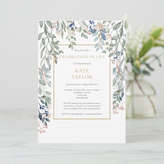 Beerdigung des Lebens durch Blumenblättern Einladung (Stehend Vorderseite)