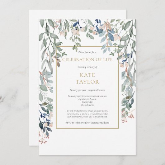 Beerdigung des Lebens durch Blumenblättern Einladung (Vorne/Hinten)