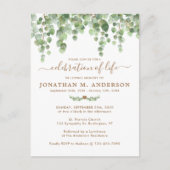 Beerdigung des Lebens durch botanische Grünpflanze Einladungspostkarte (Vorderseite)