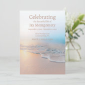 Beerdigung des Lebens durch das Ocean Beach Foto Einladung (Stehend Vorderseite)