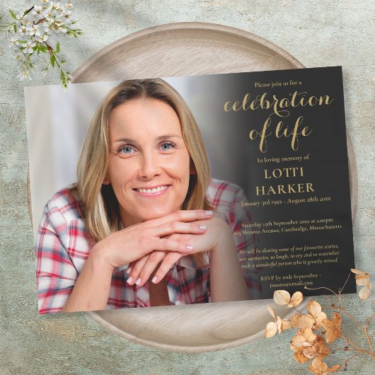 Beerdigung des Lebens Elegantes Foto Einladung