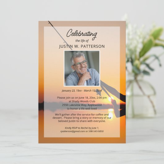 Beerdigung des Lebens im Fischfang Gethematisches Einladung (Stehend Vorderseite)