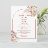 Beerdigung des Lebens Pampas Grass Floral Einladung (Stehend Vorderseite)