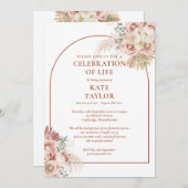 Beerdigung des Lebens Pampas Grass Floral Einladung (Vorne/Hinten)