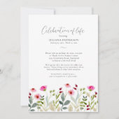 Beerdigung des Lebens - rosa gefärbte Blumenbeerdi Einladung (Vorderseite)